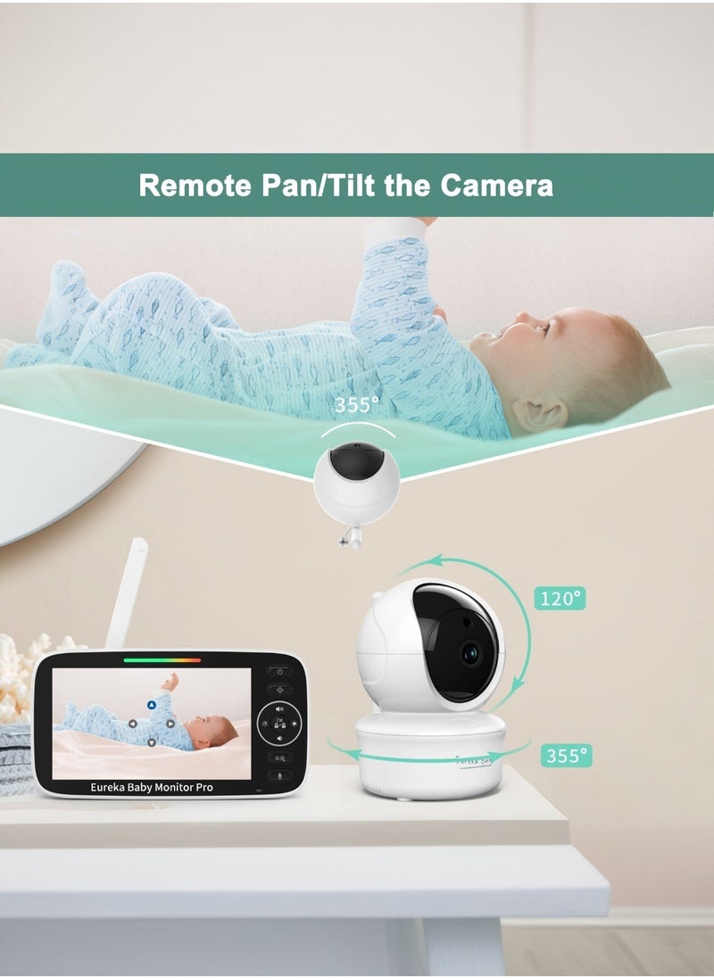 Eureka Baby Eureka Baby Monitor Pro: 5" HD | 355° Pan-Tilt & 4X Zoom Camera | FHSS Secure Connection | 22hr VOX Mode | Smart Night Vision | No WiFi Needed  - Image 5