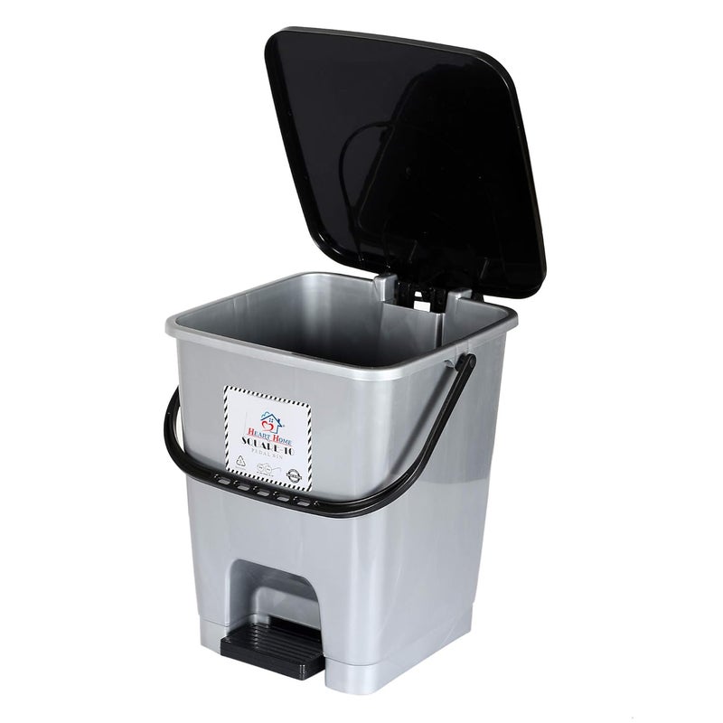 Kuber Industries Heart Home Step-On Pedal Dustbin/Waste Bin with Lid|Solid Color & Durable Plastic|Size 32 x 30 x 26 CM, Capicity 10 Ltr (Grey)-HHEART16403 - Image 1