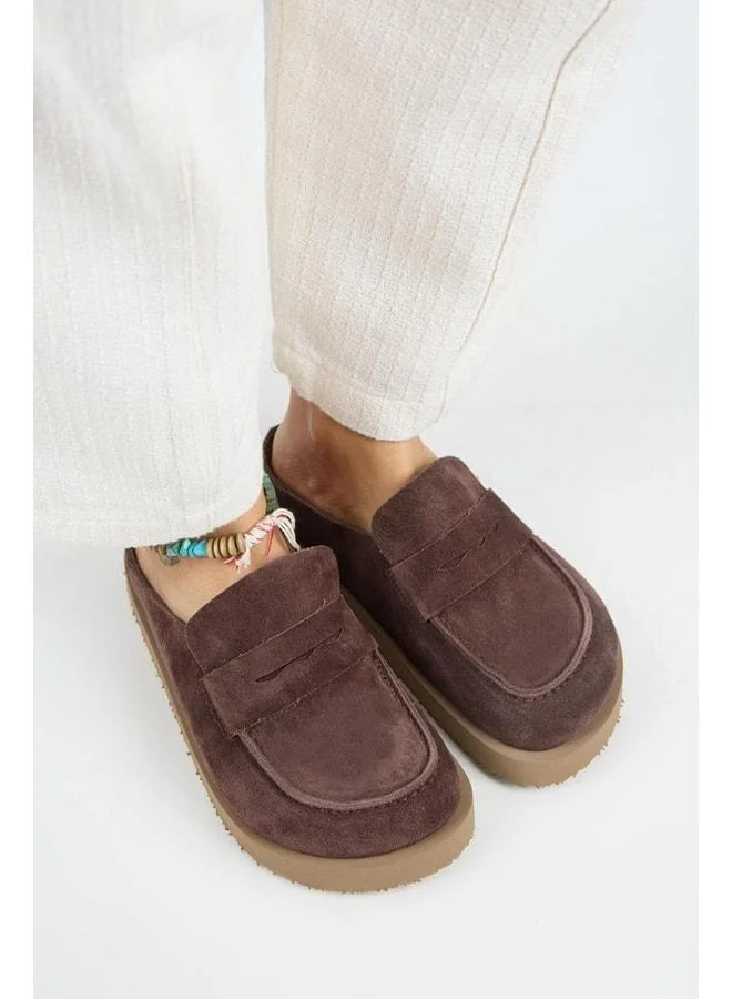 Manijero  (Ziva) Women's Genuine Leather Loafer Platform Light Coffee Sandal for Women | Best Price UAE