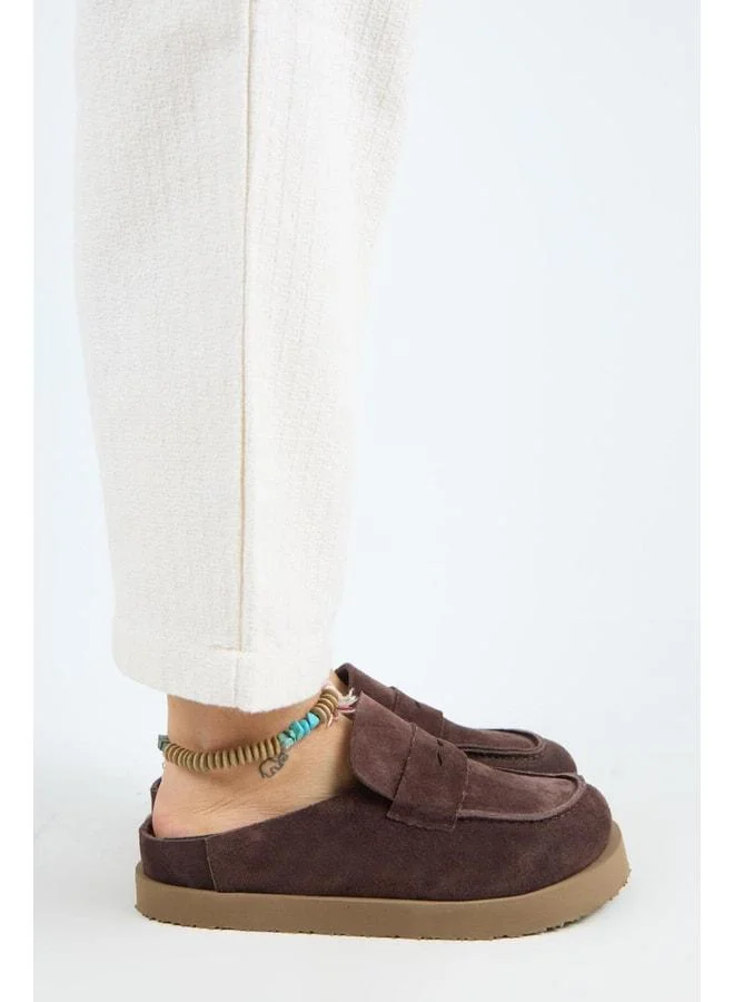 Manijero  (Ziva) Women's Genuine Leather Loafer Platform Light Coffee Sandal for Women | Best Price UAE