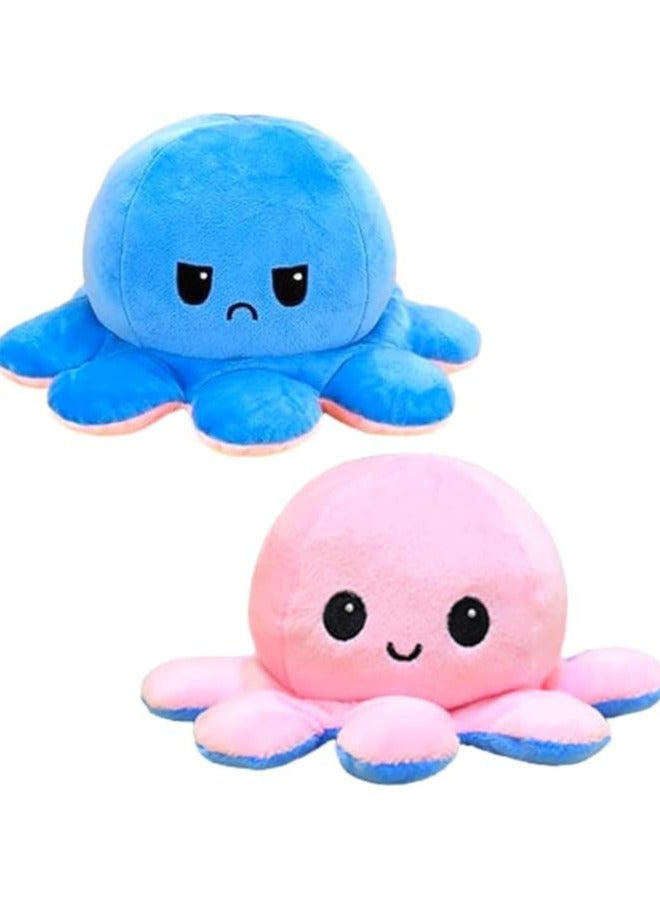Toy Octopus Plushie Reversible Soft Toys for Kids | Plush Soft Toys for Baby Boys and Girls | Octopus Soft Toy for Kids Gift Birthday -25 cm (Blue/Pink) - Image 1