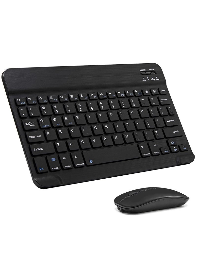 ELTRAZONE Ultra-Slim Bluetooth Keyboard and Mouse Combo Rechargeable Portable Wireless Keyboard Mouse Set for Apple iPad iPhone iOS 13 and Above Samsung Tablet Phone (Black) - Image 1