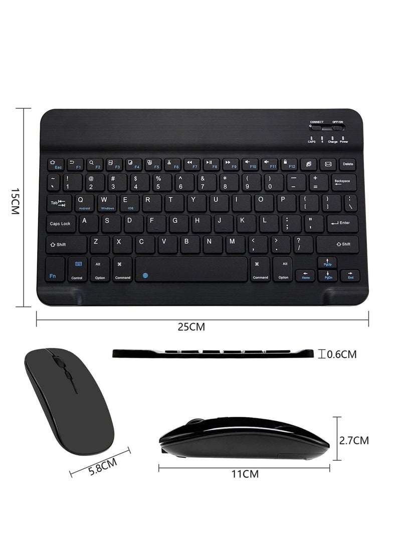 ELTRAZONE Ultra-Slim Bluetooth Keyboard and Mouse Combo Rechargeable Portable Wireless Keyboard Mouse Set for Apple iPad iPhone iOS 13 and Above Samsung Tablet Phone (Black) - Image 2