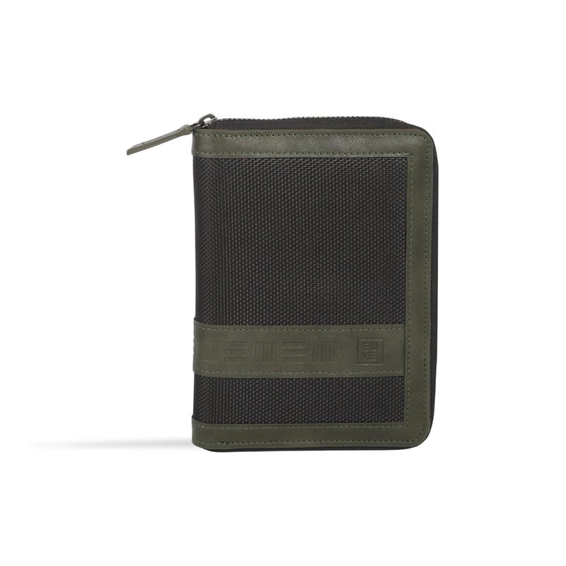 EUME Zen Passport Holder for Men & Women, Olive Green | Bifold Premium Vegan Leather | 6 Card Slots, 1 Compartment, 2 Pockets | Zippered Passport Pouch | Travel Document Organiser | Passport Cover - Image 1