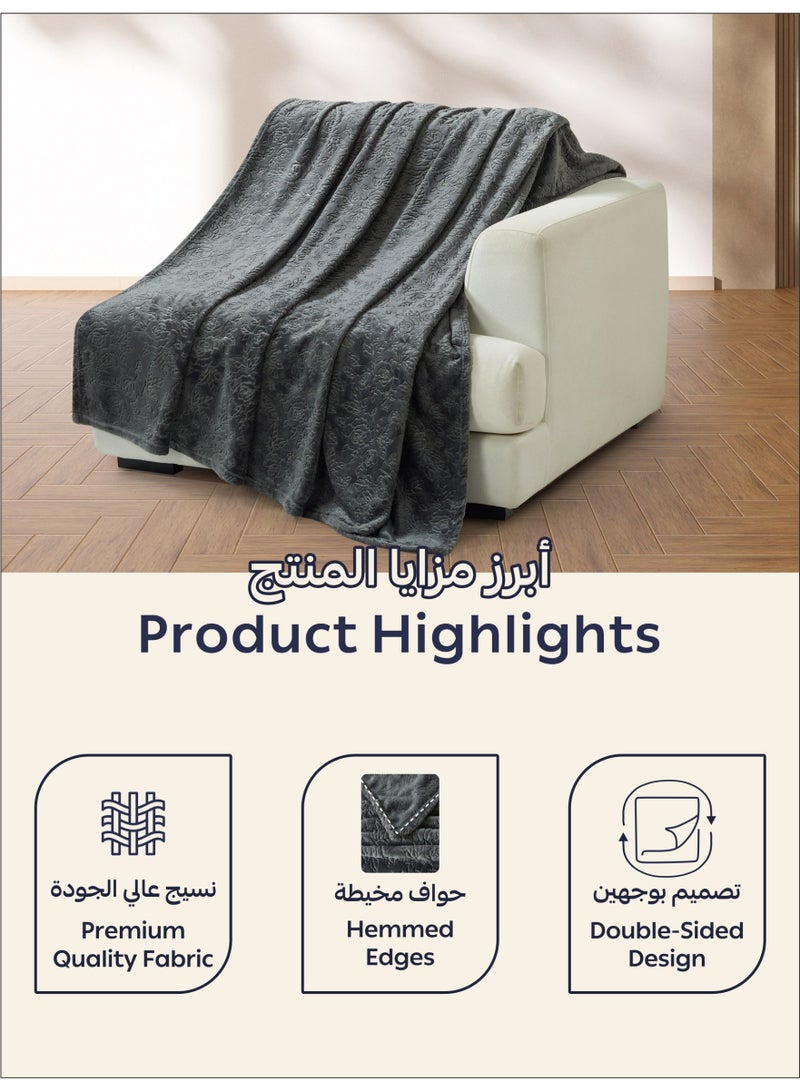 Donetella Fleece Blanket, King Size 210x240 cm, 300 GSM, Floral Texture - Lightweight Ultra Soft & Warm Solid Throw Blanket, Cozy for Sofa, Bed & Couch  - Image 4