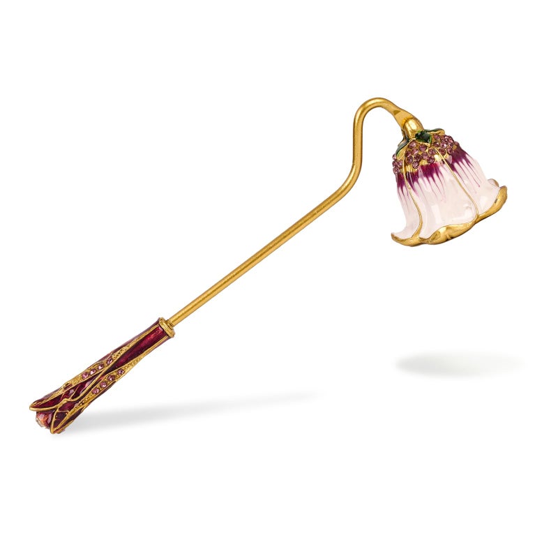 Xinally Elegant Royal-Style Candle Snuffer with Pearl Inlay, Candlesnuffers Wick Snuffer Candle Accessory for Putting Out Extinguish Candle (Purple + White) - Image 1