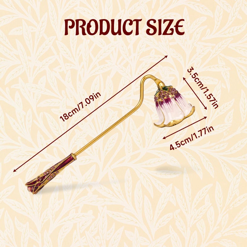 Xinally Elegant Royal-Style Candle Snuffer with Pearl Inlay, Candlesnuffers Wick Snuffer Candle Accessory for Putting Out Extinguish Candle (Purple + White) - Image 2