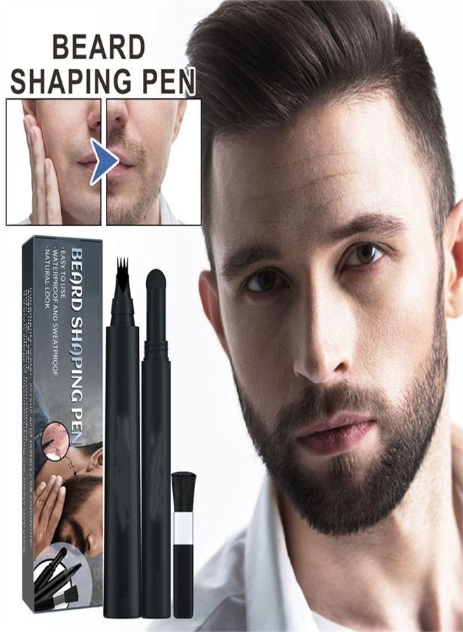 ULHYC Beard Filler Pen Kit Waterproof Beard Brush Sharping Pen Black - Image 1