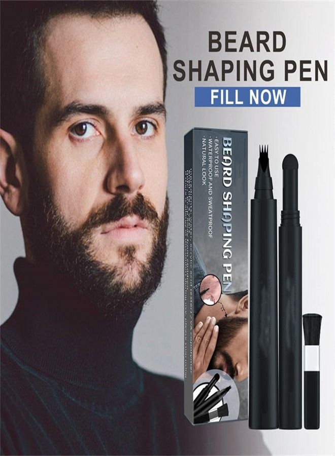 ULHYC Beard Filler Pen Kit Waterproof Beard Brush Sharping Pen Black - Image 5