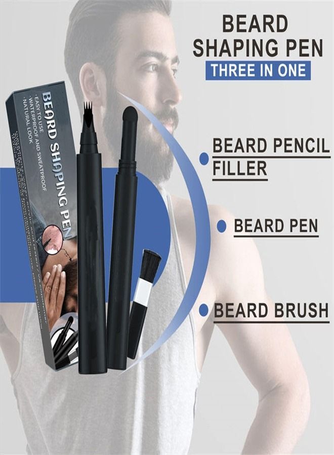 ULHYC Beard Filler Pen Kit Waterproof Beard Brush Sharping Pen Black - Image 4