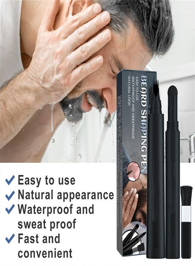 ULHYC Beard Filler Pen Kit Waterproof Beard Brush Sharping Pen Black - Image 3