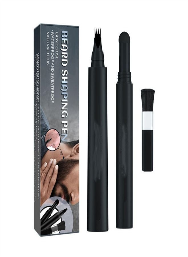 ULHYC Beard Filler Pen Kit Waterproof Beard Brush Sharping Pen Black - Image 2