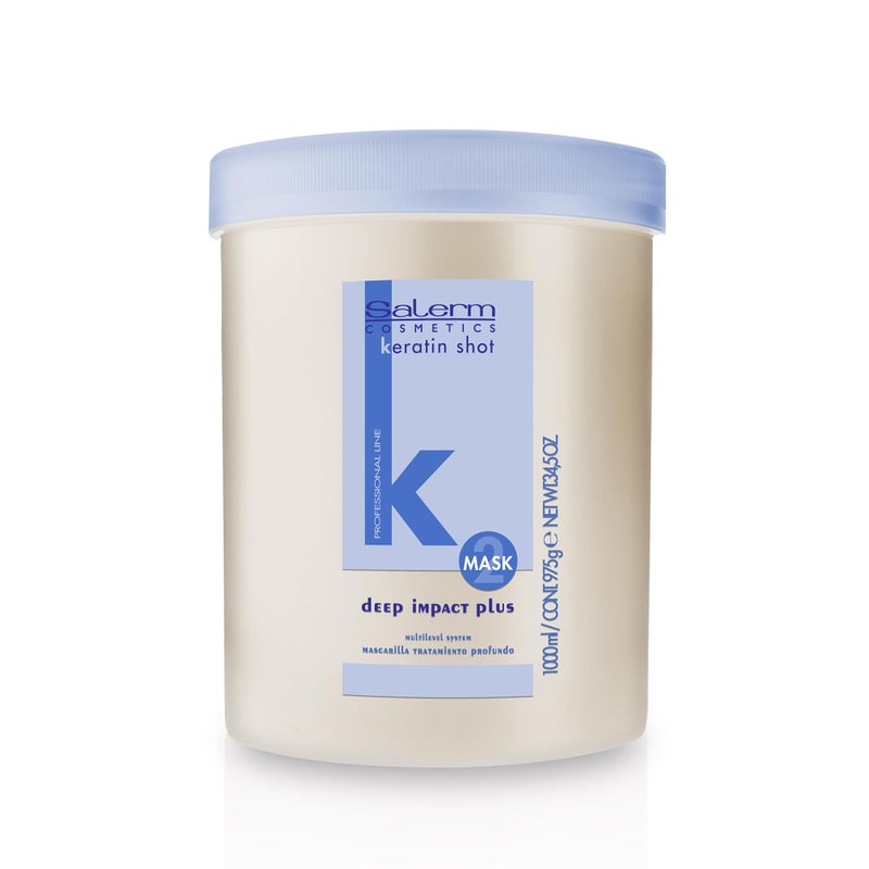 SALERM - Hydrating Hair Mask - Deep Impact Plus - 1000 ml - Deep Hair Hydration - For Use After Keratin Shot + Keramix Treatment - Smooth and Straight Hair - Image 1