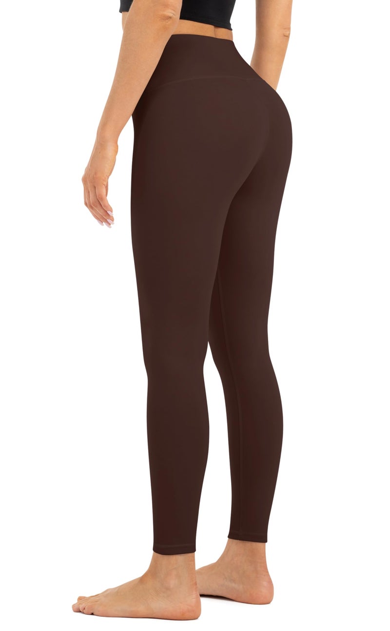 HEGALY High Waisted Leggings for Women Tummy Control Yoga Pants Workout Leggings Ultra Soft No See Through Dark Brown - Image 4
