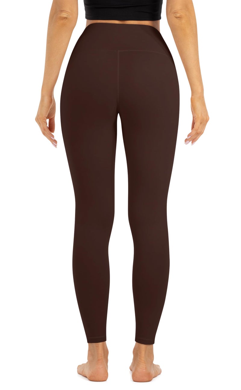 HEGALY High Waisted Leggings for Women Tummy Control Yoga Pants Workout Leggings Ultra Soft No See Through Dark Brown - Image 2