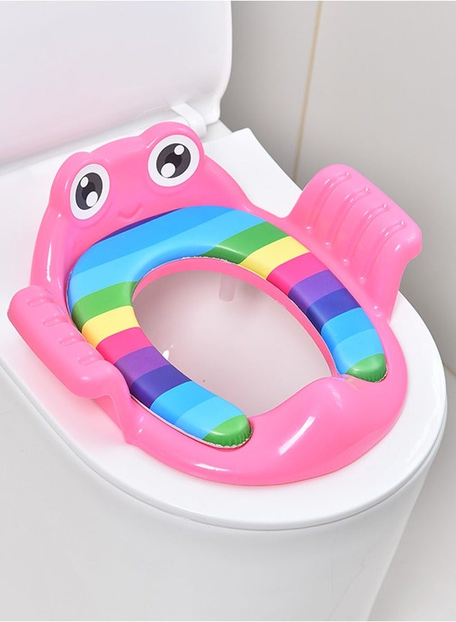 Baby Potty Training Seat for Boys and Girls With Handles, Fits Round & Oval Toilets, Non-Slip with Splash Guard, Child Kids Potty Seat Toilet Seat Attachment, Safe Guard Non-Slip Rubber Rim, Child Toilet Seat, Baby Toilet Reducers, Child Toilet Seat with Armrest, for Ages 18 Months and Up Baby Boys Girls Toddlers Kids Infants - Image 1
