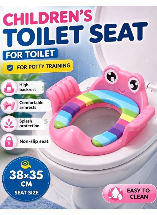 Vividorad Baby Potty Training Seat for Boys and Girls With Handles, Fits Round & Oval Toilets, Non-Slip with Splash Guard, Child Kids Potty Seat Toilet Seat Attachment, Safe Guard Non-Slip Rubber Rim, Child Toilet Seat, Baby Toilet Reducers, Child Toilet Seat with Armrest, for Ages 18 Months and Up Baby Boys Girls Toddlers Kids Infants - Image 1