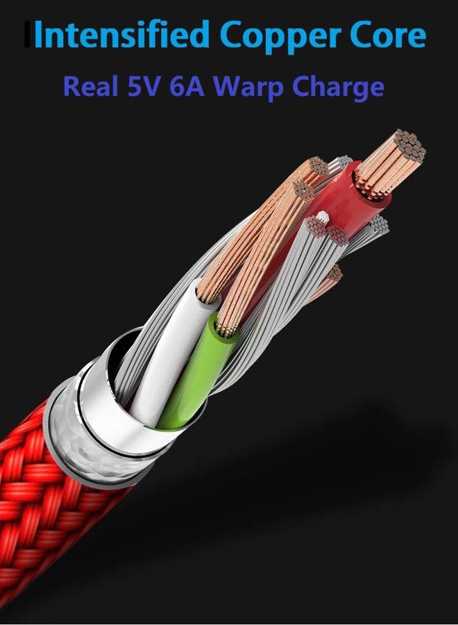 WVOZWWO كابل شحن OnePlus 3/3t/5/5t/6/6t/7/7t/8 Pro/8t بطول 6.6 قدم وكابل بيانات Dash Warp Charge لكابل شحن OnePlus 3 3t 5 5t 6 6t 7 7T 8 pro 8t [مضغوط خالٍ من التشابك] (أحمر) - Image 2