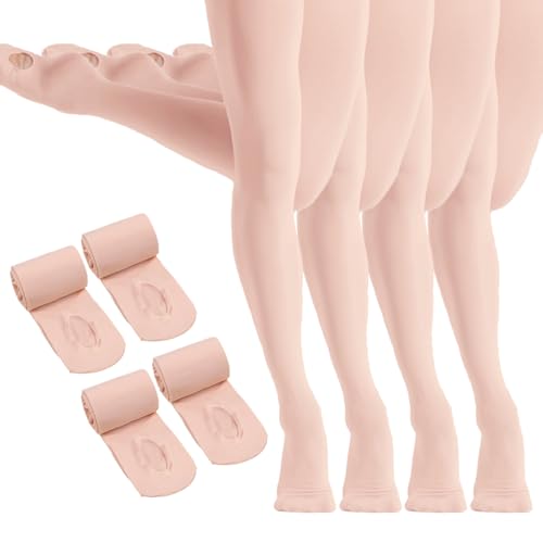 HETH Ballet Tights for Girls - Ultra Soft Dance Tights Convertible Pink Tight (Toddler/Kids,Small,4pcs) - Image 1