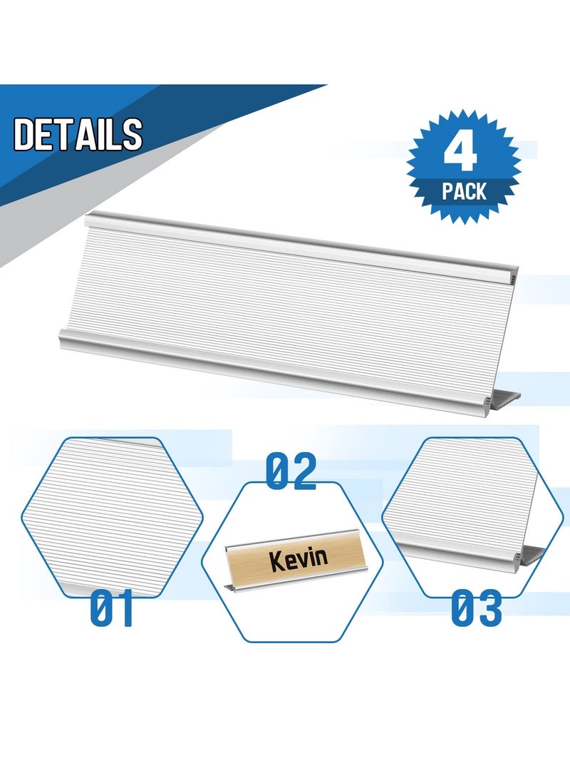 4 Pack Aluminum Name Plate Holder for Desk, 6 x 20 cm Office Business Door Sign Holder for Business Office Meeting Teacher Kids Women Men - Image 2