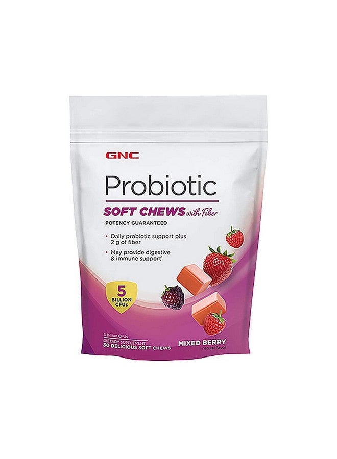GNC Probiotic Soft Chews with Fiber - Mixed Berry, 30 Chews, Supports Digestive and Immune Health - Image 1