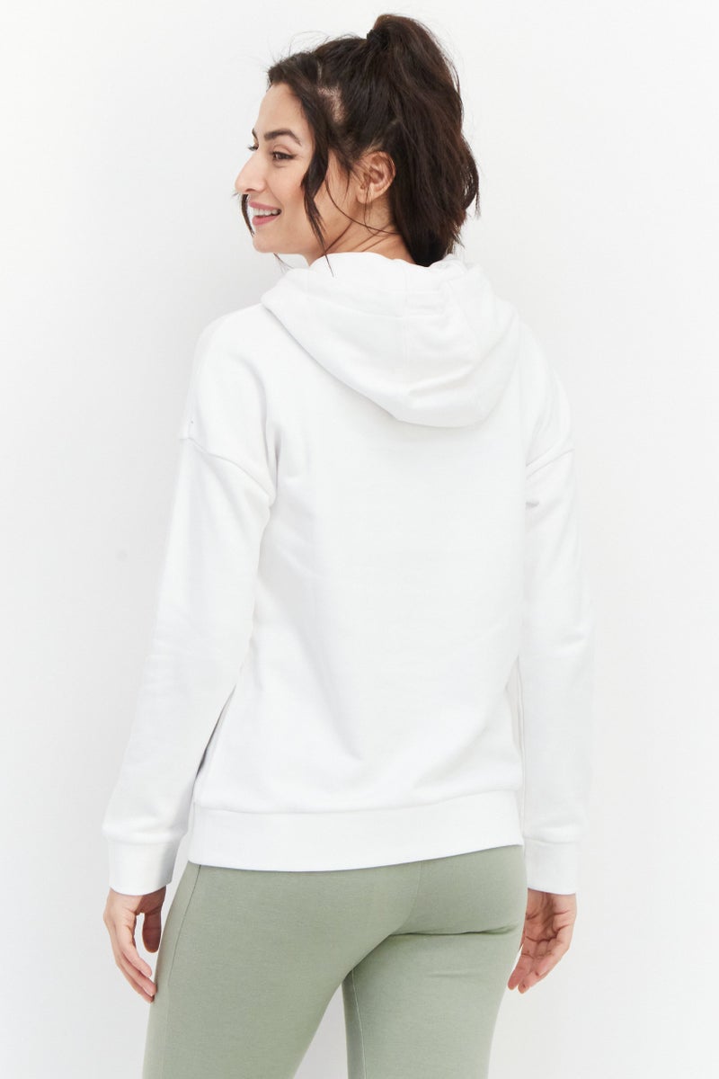Lyle & Scott Women Oversized Fit Brand Logo Hooded Sweatshirt, White - Image 4