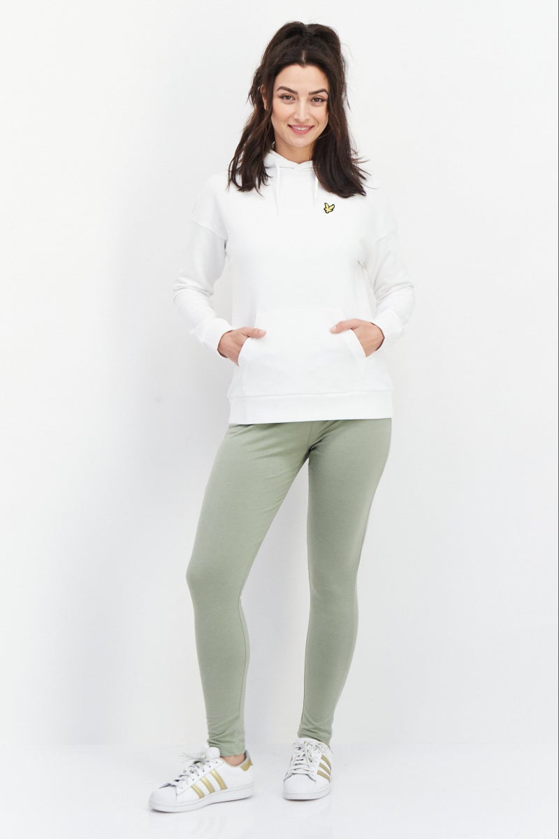 Lyle & Scott Women Oversized Fit Brand Logo Hooded Sweatshirt, White - Image 2