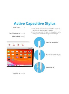 Generic Touch Stylus for iPad 10/9/8/7/6 Generation, iPad Air 5/4/3rd, iPad Mini 6/5Generation, iPad Pro 12.9/11Gener, with Tilt & Palm Rejection & Magnetic Adsorption Stylus Pen for Apple iPad 2018-2022  - Image 4