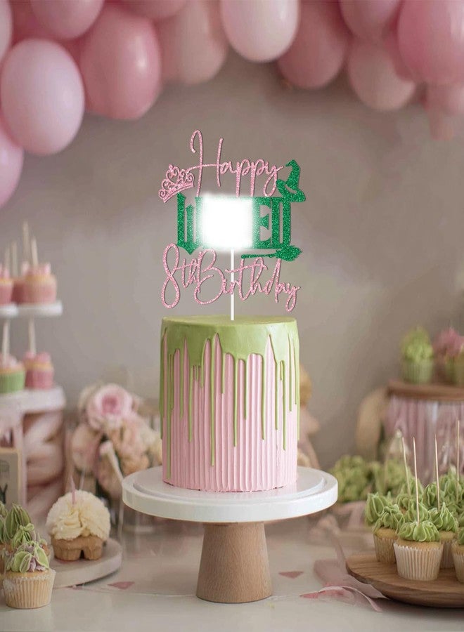 PYBHILK Pink Glitter Happy W*cked 8th Birthday Cake Topper, Witch 8th Birthday Décor, Movie Princess Witch Party Decorations Supplies for Kids Girls - Image 4