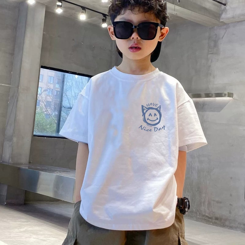 100% Cotton Children's Wear Boys Short-sleeved T-shirt Summer New Korean Style Loose Half-sleeved Trendy Top - Image 5