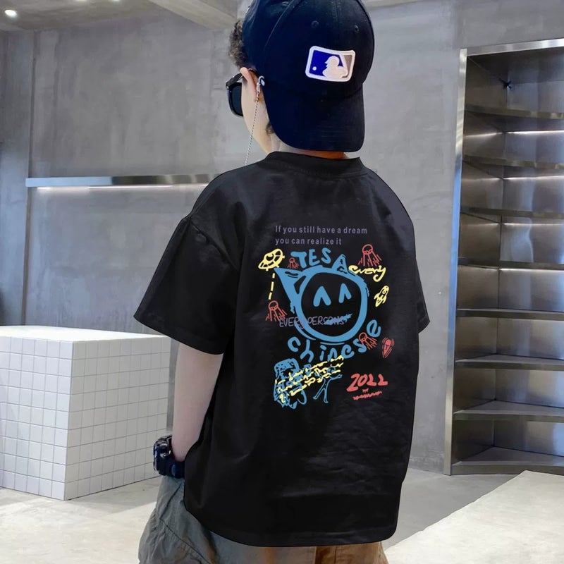100% Cotton Children's Wear Boys Short-sleeved T-shirt Summer New Korean Style Loose Half-sleeved Trendy Top - Image 4