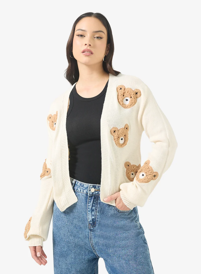 Ginger Teddy Detail  Knitted Cardigan