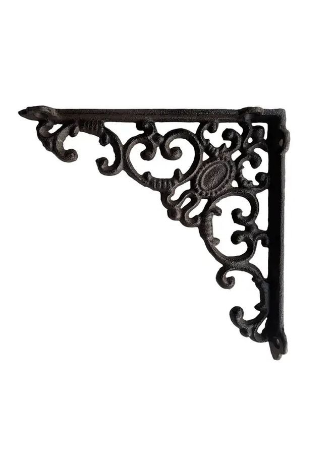 Cast Iron Floral Design Wall Mounted Shelf Bracket 7 8in x 7 68in Dark Brown Home Decor - Image 3