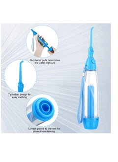 Excefore Water Dental Flosser, Pick Non Electric Portable Affordable Oral Irrigator, Cordless Manual Air Pressure, for Teeth Oral Irrigator Water Teeth Cleaner, Simple Operation for Home and Travel (Blue)  - Image 3