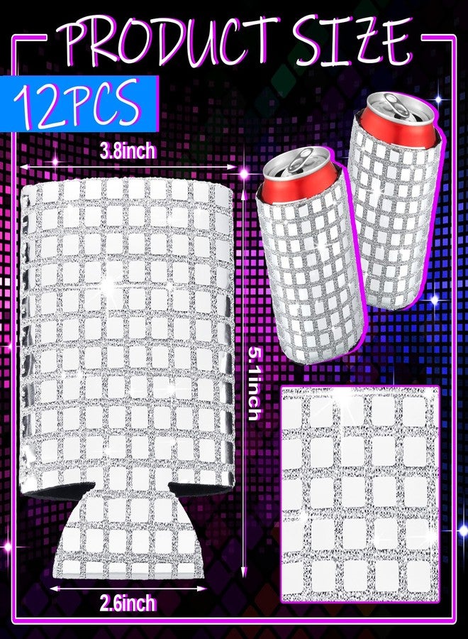 Yoande 12 Pcs Disco Party Supplies Disco Ball Can Sleeves Retro 70s 80s Theme 12 oz Drink Sleeves Disco Ball Party Table Decorations for Disco Wedding Party Picnic Travel (5.1''x3.8'') - Image 2