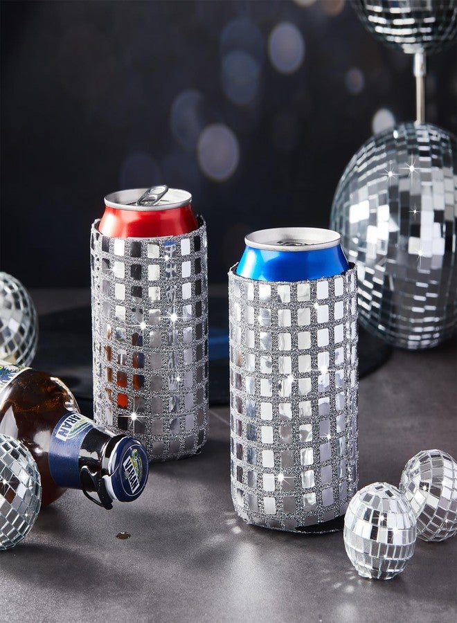 Yoande 12 Pcs Disco Party Supplies Disco Ball Can Sleeves Retro 70s 80s Theme 12 oz Drink Sleeves Disco Ball Party Table Decorations for Disco Wedding Party Picnic Travel (5.1''x3.8'') - Image 4