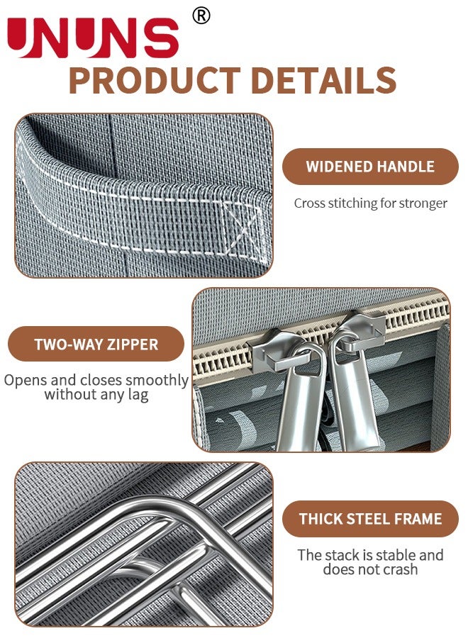 UNUNS Foldable Clothes Box,2-Piece Oxford Fabric Closet Organizer Bag Set With Carry Handles And Clear Window,66L Large Capacity Steel Frame Storage Bins For Bedding Blankets Toys Gift,50x40x33cm - Image 4