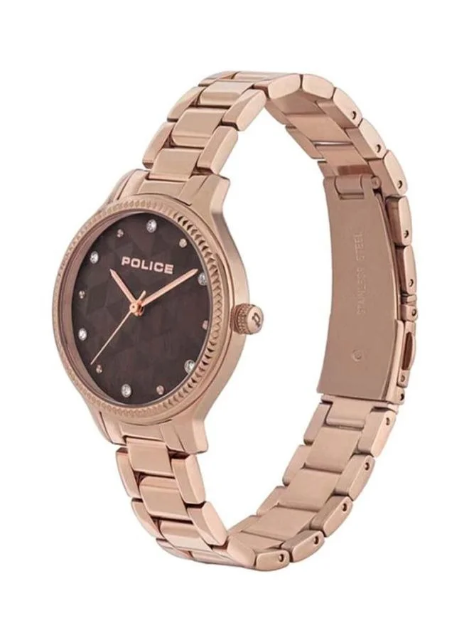 بوليس ساعة بوليس تروپيا نسائية بعقارب كوارتز، ميناء بنفسجي وسوار ستانلس ستيل ذهبي وردي