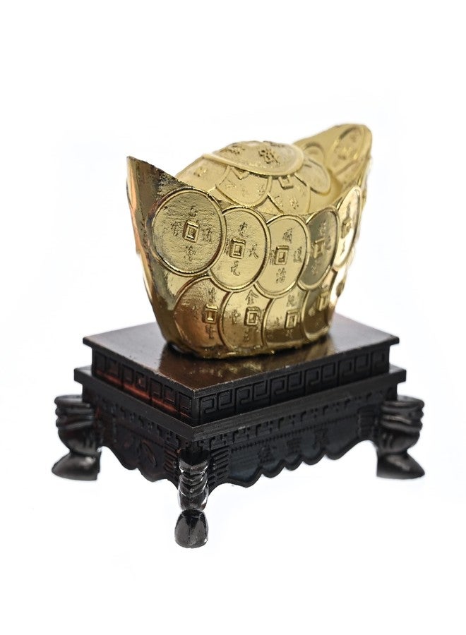 Tej Gifts Golden Prosperity Chinese Sycee - Traditional Feng Shui Gold Ingot (Yuan Bao) for Wealth, Success & Good Luck - Decorative Wealth Symbol for Home, Office & Cashier Desk - Small Gold Ornament - Image 1