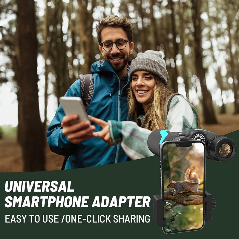 Tinllaans 15x55 UHD Binoculars for Adults High Powered with Phone Adapter - Large View, BAK4 Prism, Waterproof, Lightweight for Bird Watching, Hunting, Cruise, Travel, Camping (Blue) - Image 2