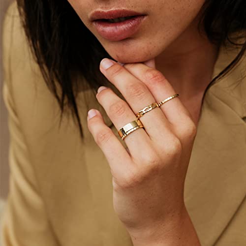 NOKMIT 5mm 14K Gold Filled Rings for Women Girls Wedding Band Dainty Thick Thumb Ring Couple Anniversary Engagement Gifts Non Tarnish Comfort Fit Size 4 to 11(Gold,8) - Image 2