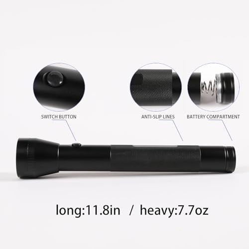 Hilngav Heavy Duty 3-Cell D Battery LED Big Flashlights, Single Mode, Aluminum Alloy Torch, Rugged Metal Large Flashlight for Outdoor Adventures and Emergency Power Outages (2 Pack) - Image 4