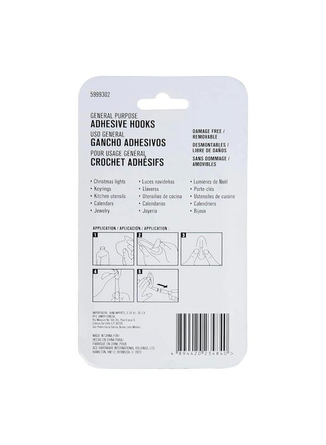 ACE 20-Piece Damage Free General Purpose Adhesive Hook with Strips Clear 1.8 x 1.2cm  - Image 2