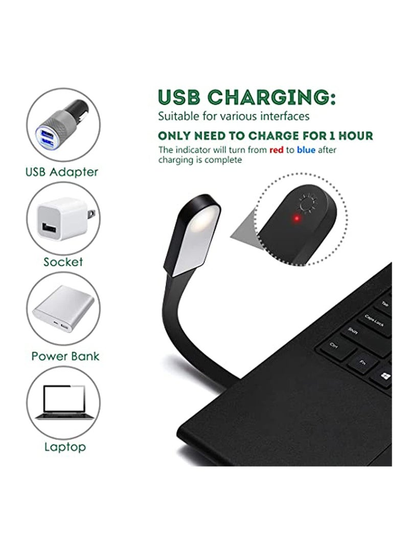 ضوء كتاب قابل للشحن عبر USB مع 3 أوضاع وتعتيم مستمر، تصميم قابس مرن لقراءة الليل، ضوء لحماية العين محمول للتخييم والسفر وأجهزة الكمبيوتر المحمولة - Image 3