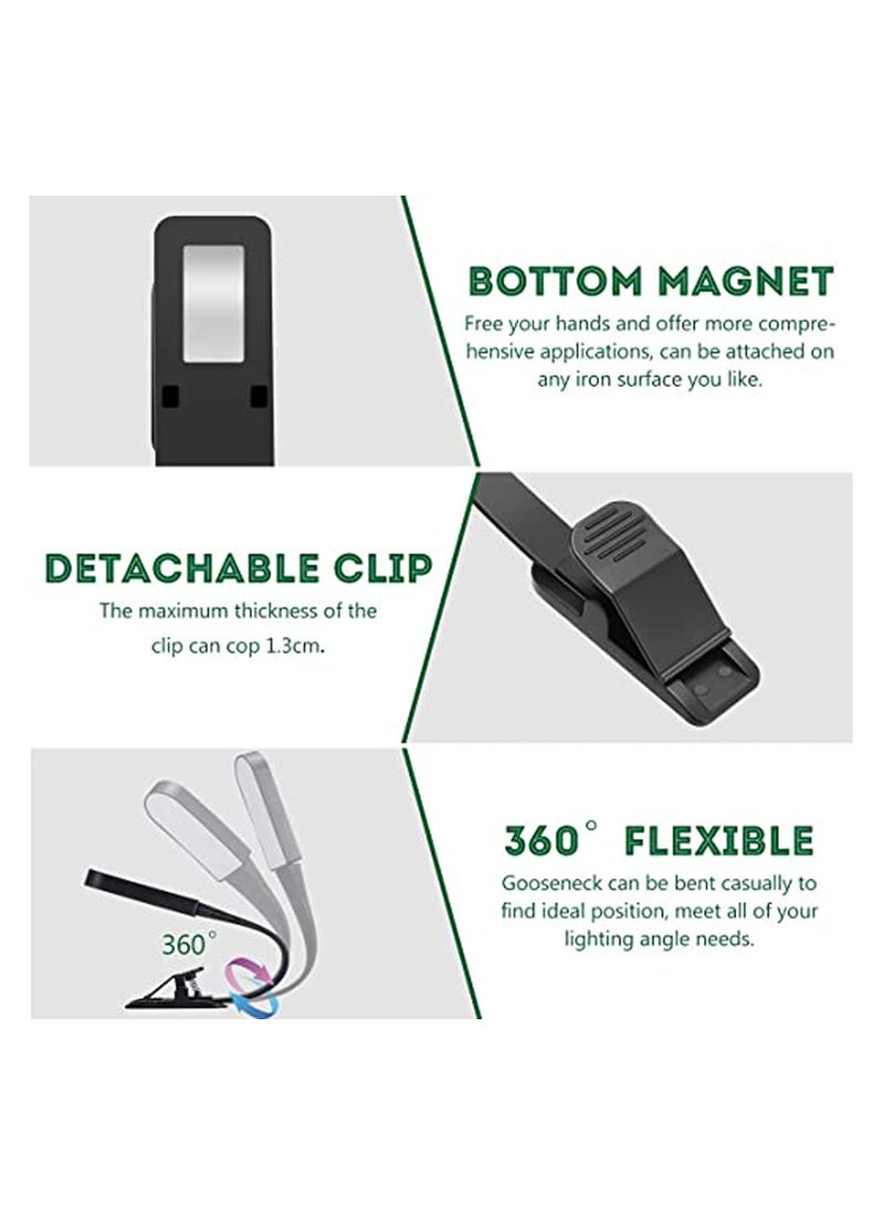ضوء كتاب قابل للشحن عبر USB مع 3 أوضاع وتعتيم مستمر، تصميم قابس مرن لقراءة الليل، ضوء لحماية العين محمول للتخييم والسفر وأجهزة الكمبيوتر المحمولة - Image 5
