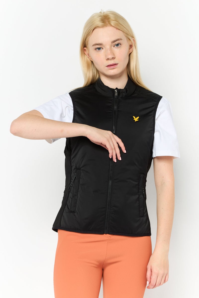 Lyle & Scott Women Embroidered Logo Vest Jacket, Black - Image 1