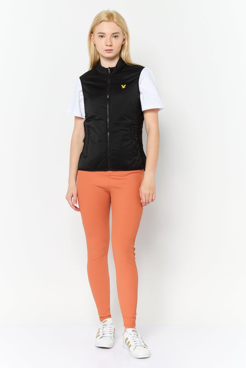 Lyle & Scott Women Embroidered Logo Vest Jacket, Black - Image 3