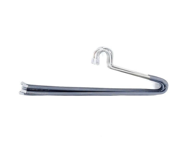 Amenshree 24 Steel Saree Hangers with Grey Virgin PVC Tube Coating for Wardrobe, Usefull for Shirts Pants and Sarees Pack of 24 Pieces, Anti Slip PVC Grey Hangers - Image 1