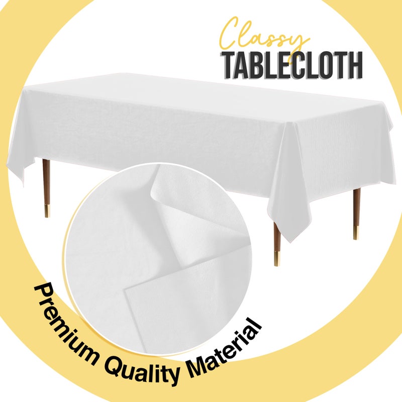 Exquisite 66% Thicker Premium Plastic Table Cloth Rectangle Table Cover 0.5 Mil 12 Pack White Table Cloth 54 Inch x 108 Inch Disposable Tablecloth Won't Tear Easily Like Cheap Thin Brands - Image 3