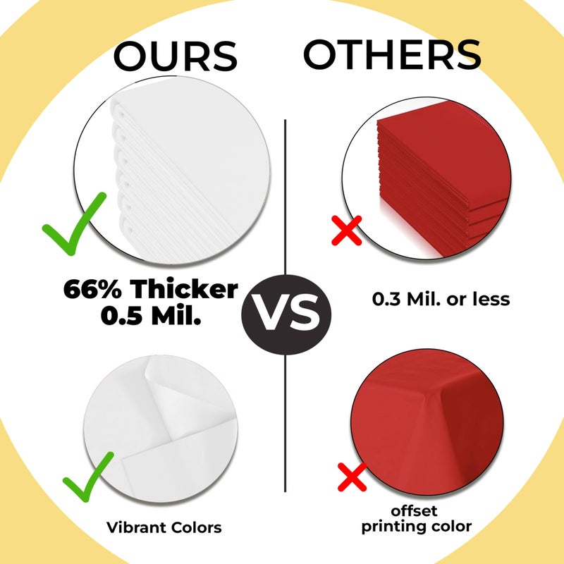 Exquisite 66% Thicker Premium Plastic Table Cloth Rectangle Table Cover 0.5 Mil 12 Pack White Table Cloth 54 Inch x 108 Inch Disposable Tablecloth Won't Tear Easily Like Cheap Thin Brands - Image 2